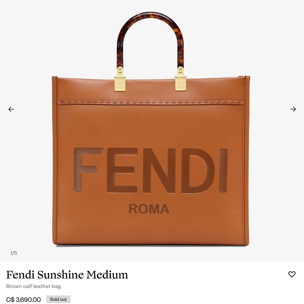Fendi Tan Leather Bag with Tortoiseshell Handles